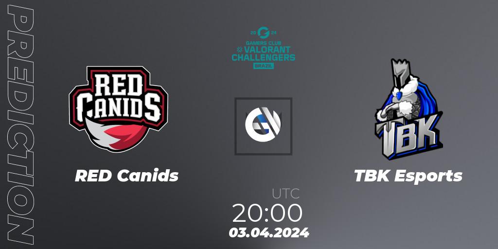 Prognose für das Spiel RED Canids VS TBK Esports. 03.04.24. VALORANT - VALORANT Challengers Brazil 2024: Split 1