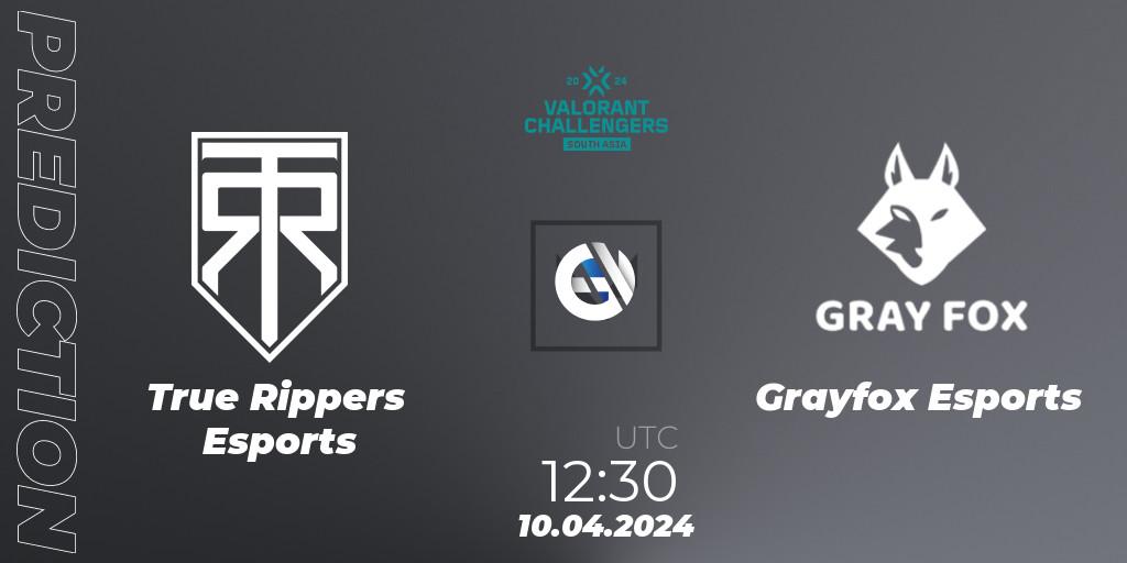 Prognose für das Spiel True Rippers Esports VS Grayfox Esports. 10.04.24. VALORANT - VALORANT Challengers 2024 South Asia: Split 1 - Cup 2