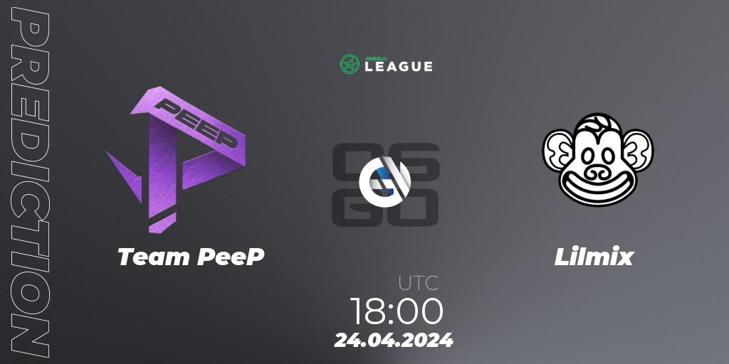 Prognose für das Spiel Team PeeP VS Lilmix. 24.04.24. CS2 (CS:GO) - ESEA Season 49: Advanced Division - Europe