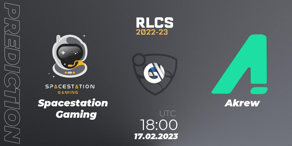 Prognose für das Spiel Spacestation Gaming VS Akrew. 17.02.23. Rocket League - RLCS 2022-23 - Winter: North America Regional 2 - Winter Cup