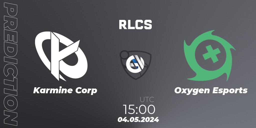 Prognose für das Spiel Karmine Corp VS Oxygen Esports. 04.05.2024 at 15:00. Rocket League - RLCS 2024 - Major 2: EU Open Qualifier 4