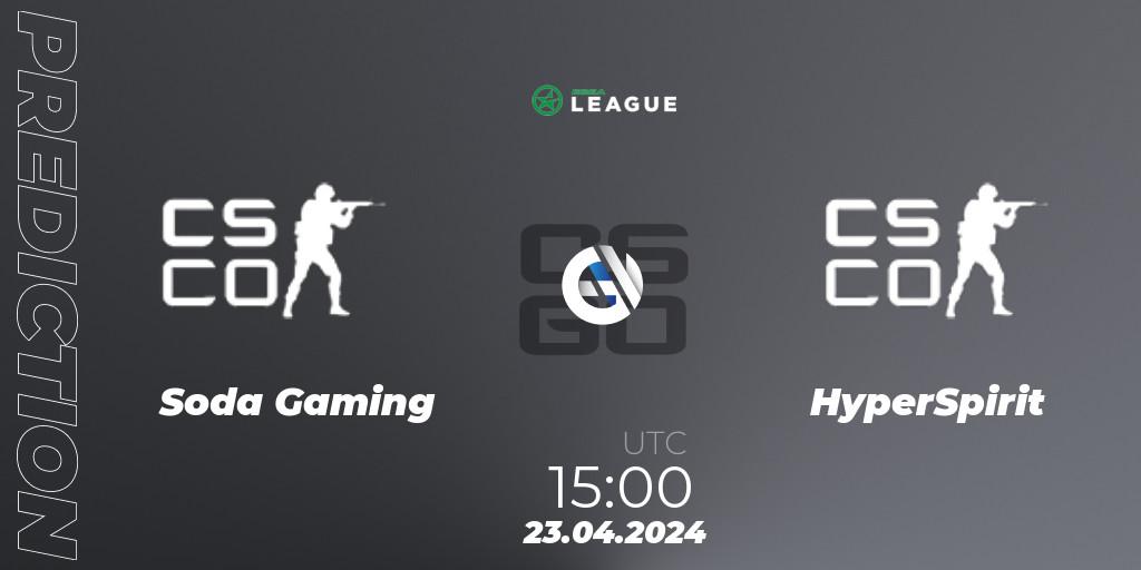 Prognose für das Spiel Soda Gaming VS HyperSpirit. 23.04.24. CS2 (CS:GO) - ESEA Season 49: Advanced Division - Europe