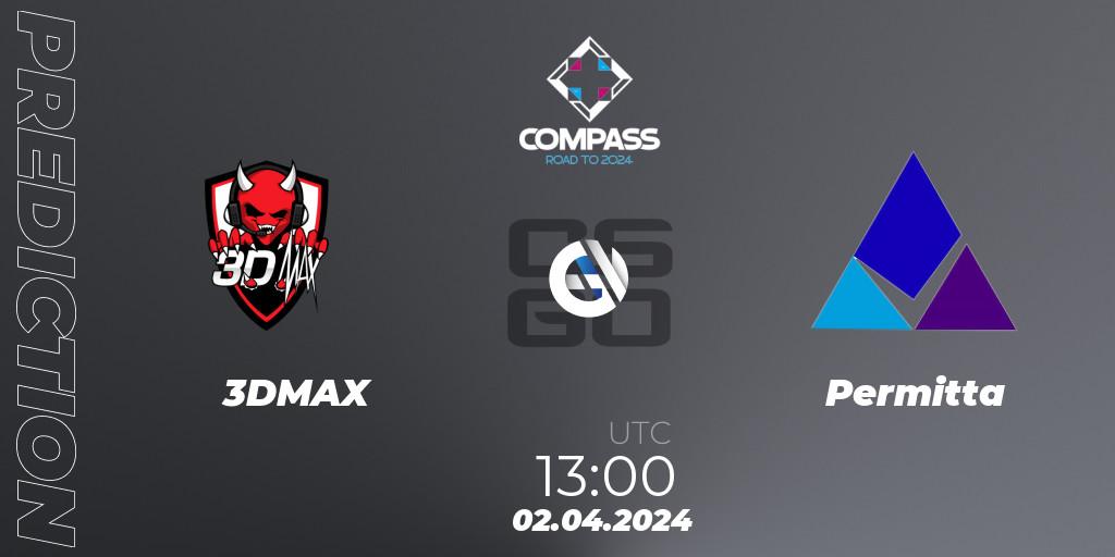 Prognose für das Spiel 3DMAX VS Permitta. 02.04.2024 at 13:00. Counter-Strike (CS2) - YaLLa Compass Spring 2024