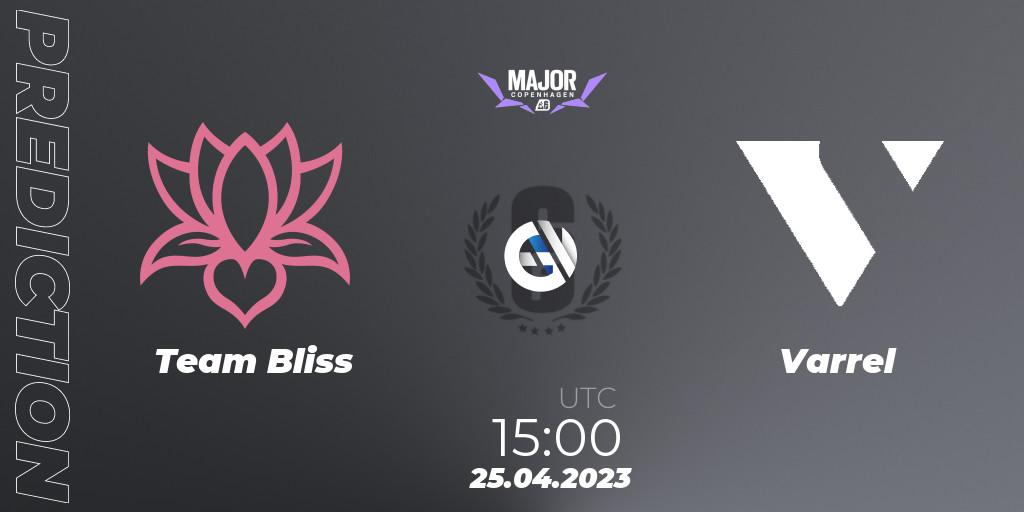 Prognose für das Spiel Team Bliss VS Varrel. 25.04.2023 at 15:00. Rainbow Six - BLAST R6 Major Copenhagen 2023