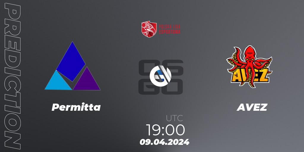Prognose für das Spiel Permitta VS AVEZ. 09.04.24. CS2 (CS:GO) - Polska Liga Esportowa 2024: Split #1