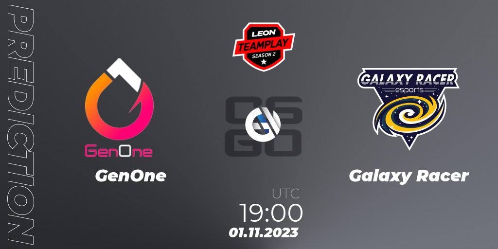 Prognose für das Spiel GenOne VS Galaxy Racer. 01.11.23. CS2 (CS:GO) - LEON x TEAMPLAY Season 2: Closed Qualifier