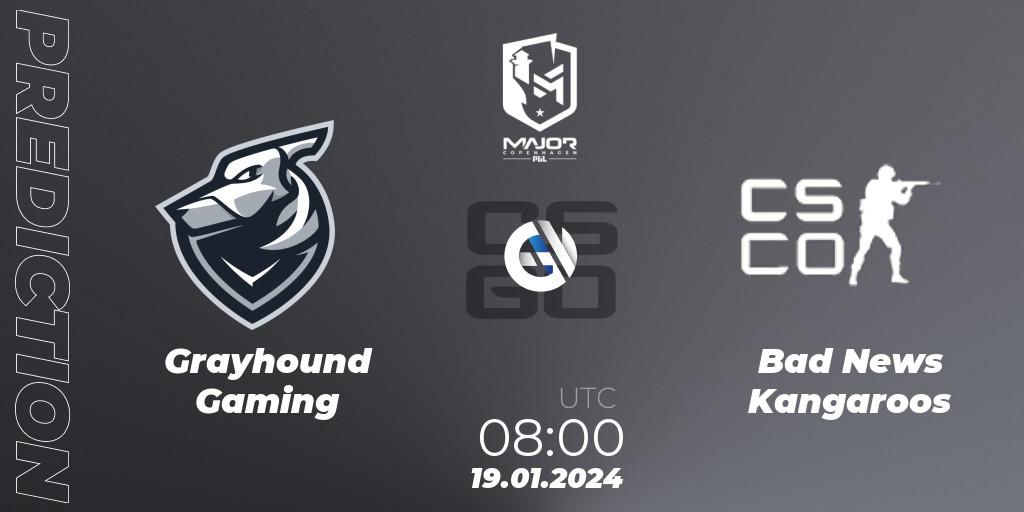 Prognose für das Spiel Grayhound Gaming VS Bad News KangaroosN. 19.01.24. CS2 (CS:GO) - PGL CS2 Major Copenhagen 2024 Oceania RMR Closed Qualifier