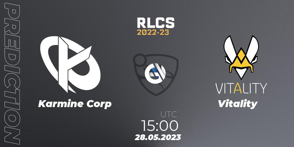 Prognose für das Spiel Karmine Corp VS Vitality. 28.05.23. Rocket League - RLCS 2022-23 - Spring: Europe Regional 2 - Spring Cup