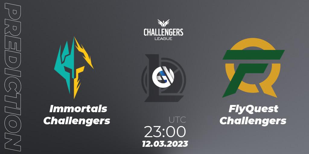 Prognose für das Spiel Immortals Challengers VS FlyQuest Challengers. 12.03.23. LoL - NACL 2023 Spring - Playoffs