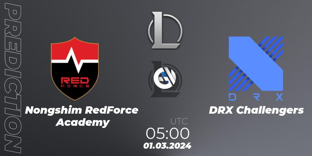 Prognose für das Spiel Nongshim RedForce Academy VS DRX Challengers. 01.03.24. LoL - LCK Challengers League 2024 Spring - Group Stage