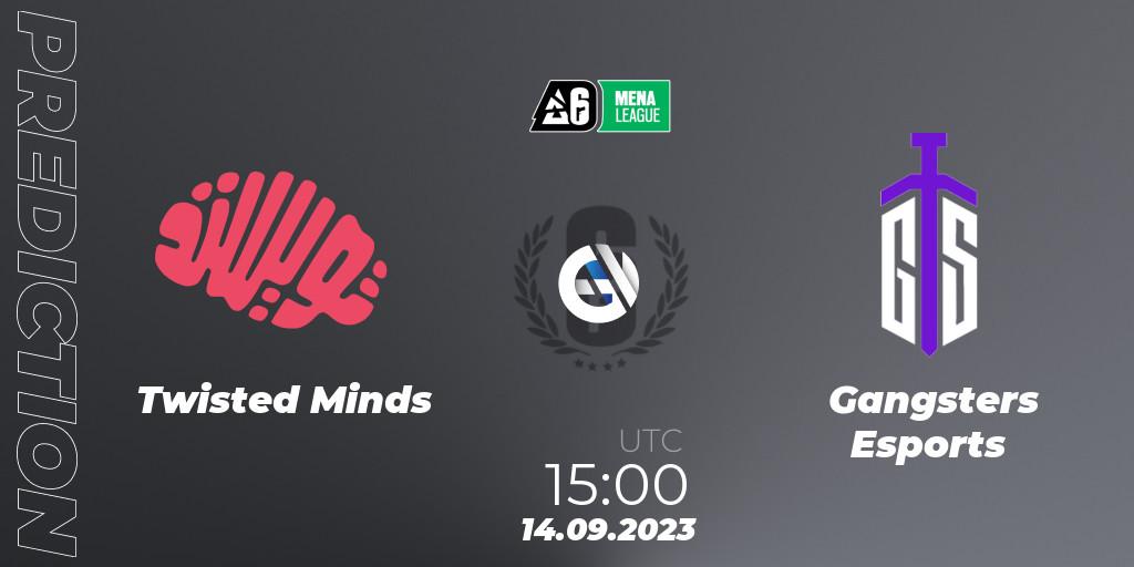 Prognose für das Spiel Twisted Minds VS Gangsters Esports. 14.09.2023 at 15:00. Rainbow Six - MENA League 2023 - Stage 2