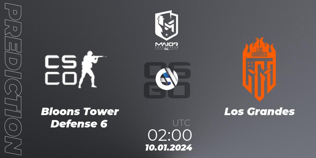 Prognose für das Spiel Bloons Tower Defense 6 VS Los Grandes. 10.01.24. CS2 (CS:GO) - PGL CS2 Major Copenhagen 2024 North America RMR Open Qualifier 1