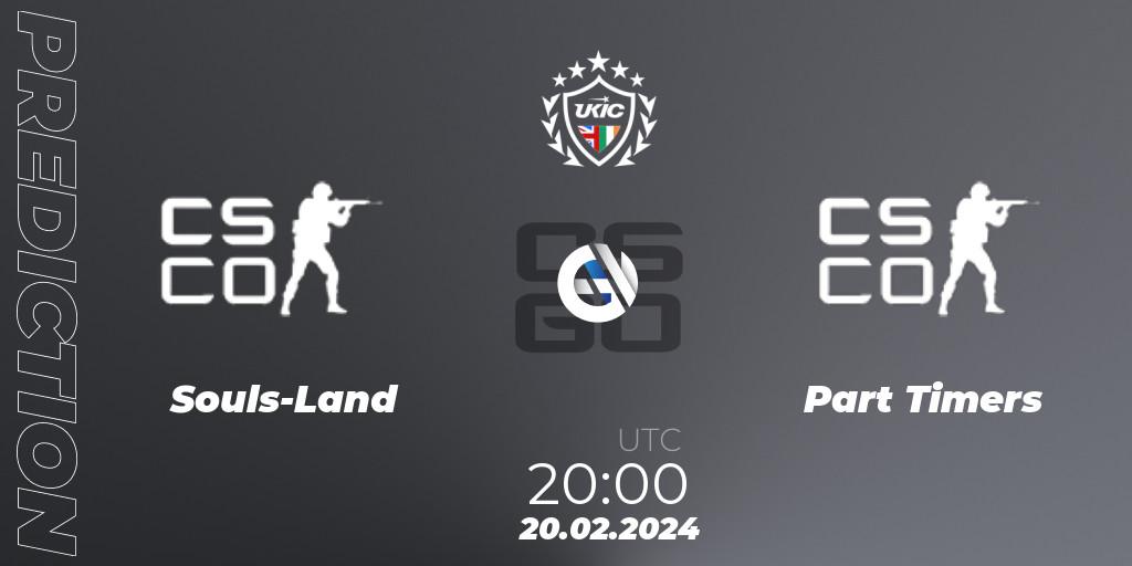 Prognose für das Spiel Souls-Land VS Part Timers. 20.02.24. CS2 (CS:GO) - UKIC League Season 1: Division 1