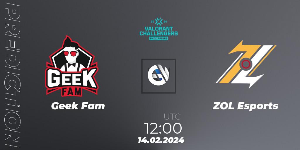 Prognose für das Spiel Geek Fam VS ZOL Esports. 14.02.2024 at 12:00. VALORANT - VALORANT Challengers 2024 Philippines: Split 1