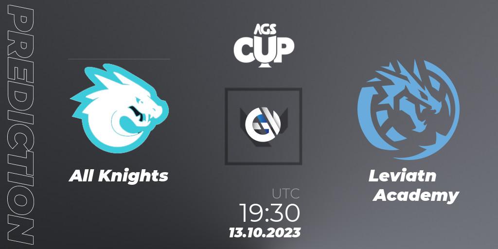 Prognose für das Spiel All Knights VS Leviatán Academy. 13.10.23. VALORANT - Argentina Game Show Cup 2023