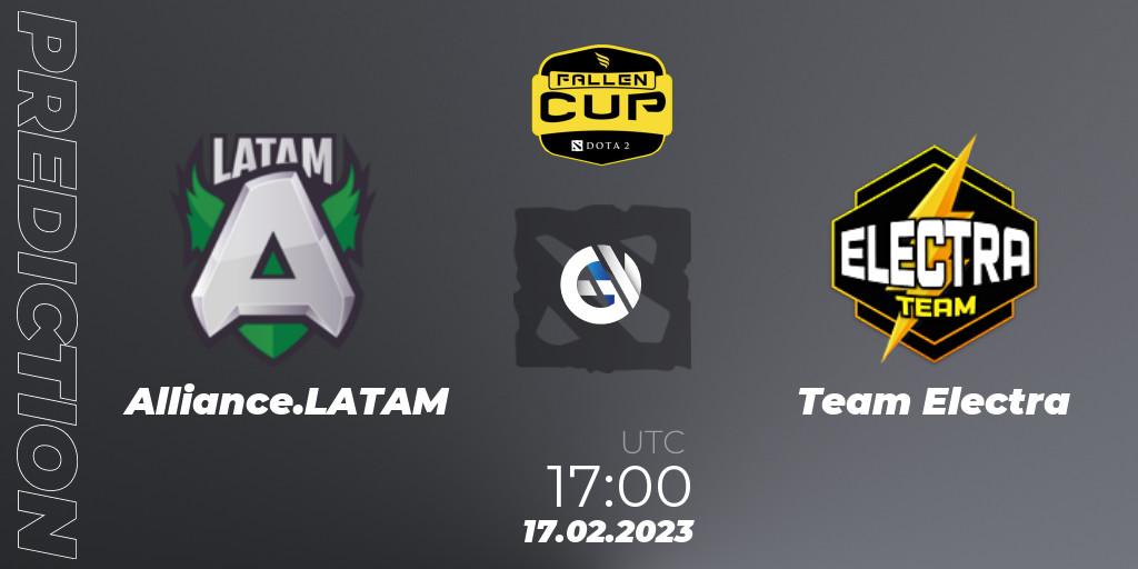 Prognose für das Spiel Alliance.LATAM VS Team Electra. 17.02.2023 at 17:00. Dota 2 - Fallen Cup Season 2