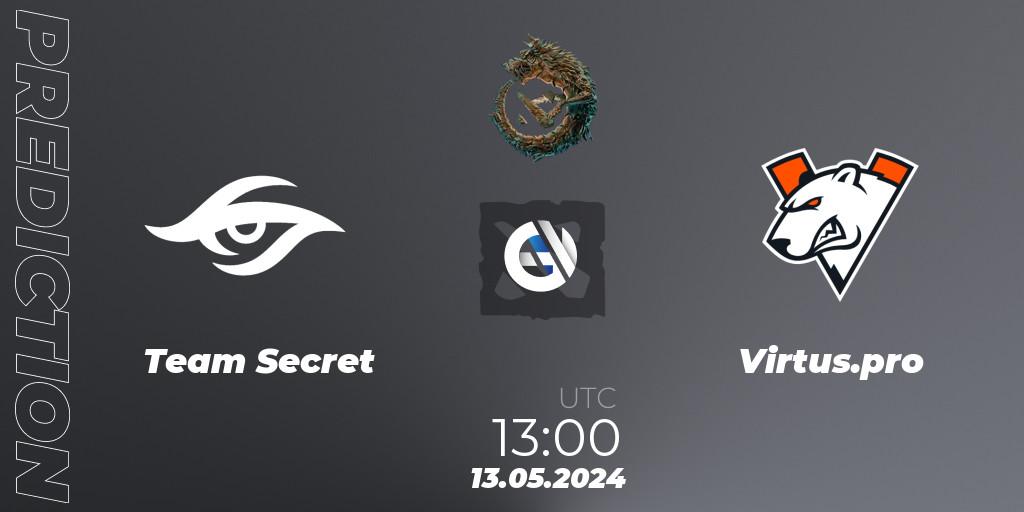 Prognose für das Spiel Team Secret VS Virtus.pro. 13.05.24. Dota 2 - PGL Wallachia Season 1 - Group Stage