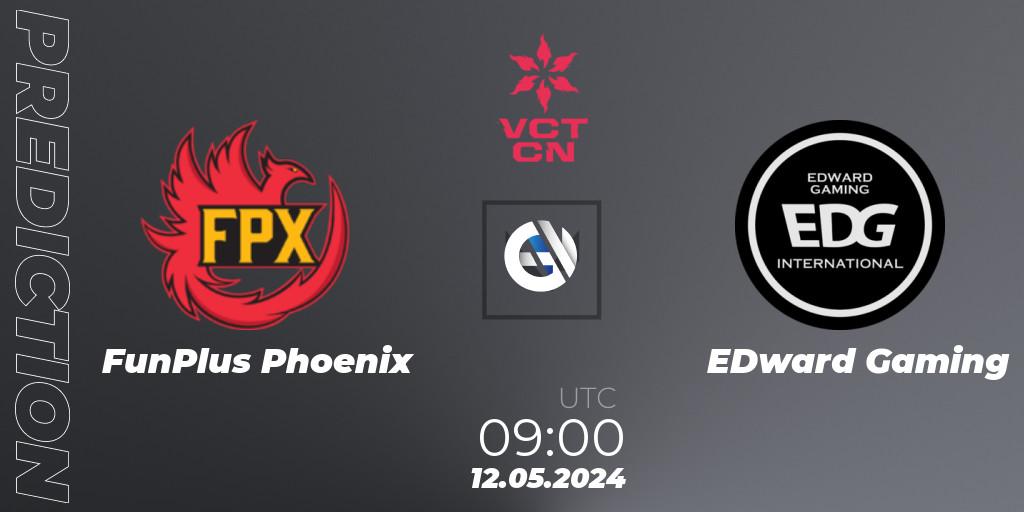Prognose für das Spiel FunPlus Phoenix VS EDward Gaming. 12.05.2024 at 09:00. VALORANT - VCT 2024: China Stage 1