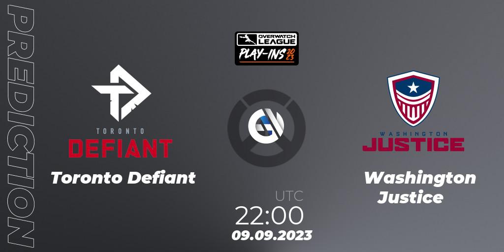 Prognose für das Spiel Toronto Defiant VS Washington Justice. 09.09.23. Overwatch - Overwatch League 2023 - Play-Ins