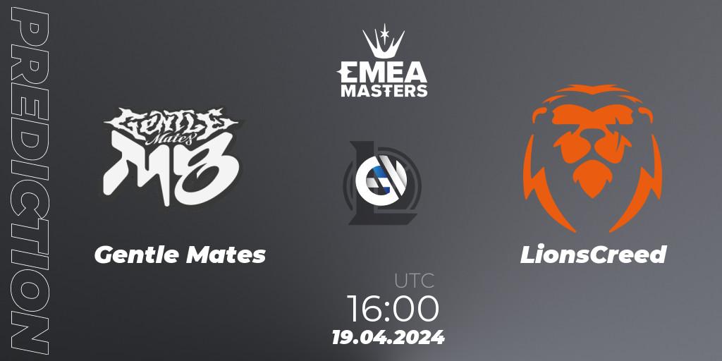 Prognose für das Spiel Gentle Mates VS LionsCreed. 19.04.24. LoL - EMEA Masters Spring 2024 - Group Stage