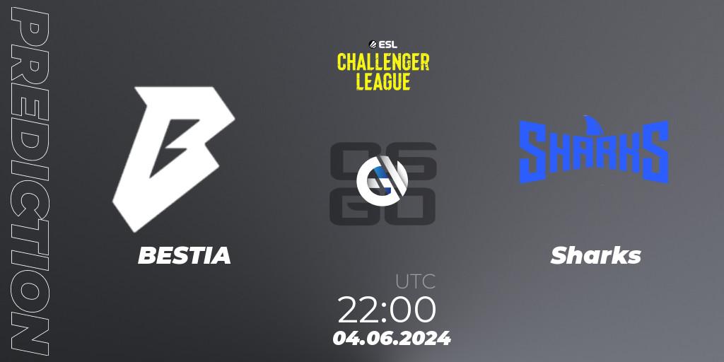 Prognose für das Spiel BESTIA VS Sharks. 04.06.2024 at 22:30. Counter-Strike (CS2) - ESL Challenger League Season 47: South America