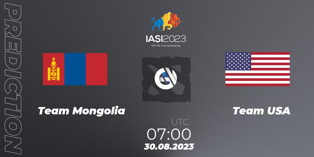 Prognose für das Spiel Team Mongolia VS Team USA. 30.08.23. Dota 2 - IESF World Championship 2023