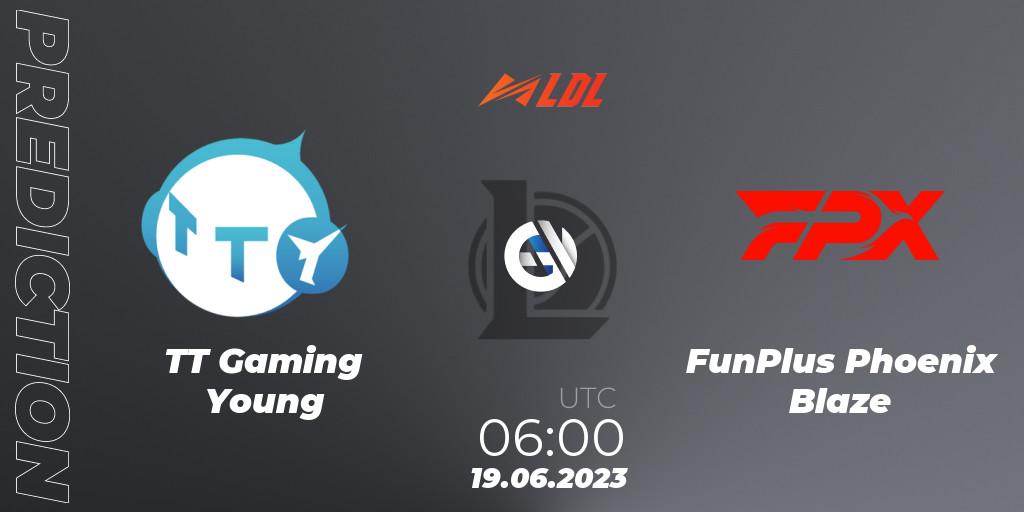 Prognose für das Spiel TT Gaming Young VS FunPlus Phoenix Blaze. 19.06.2023 at 06:00. LoL - LDL 2023 - Regular Season - Stage 3