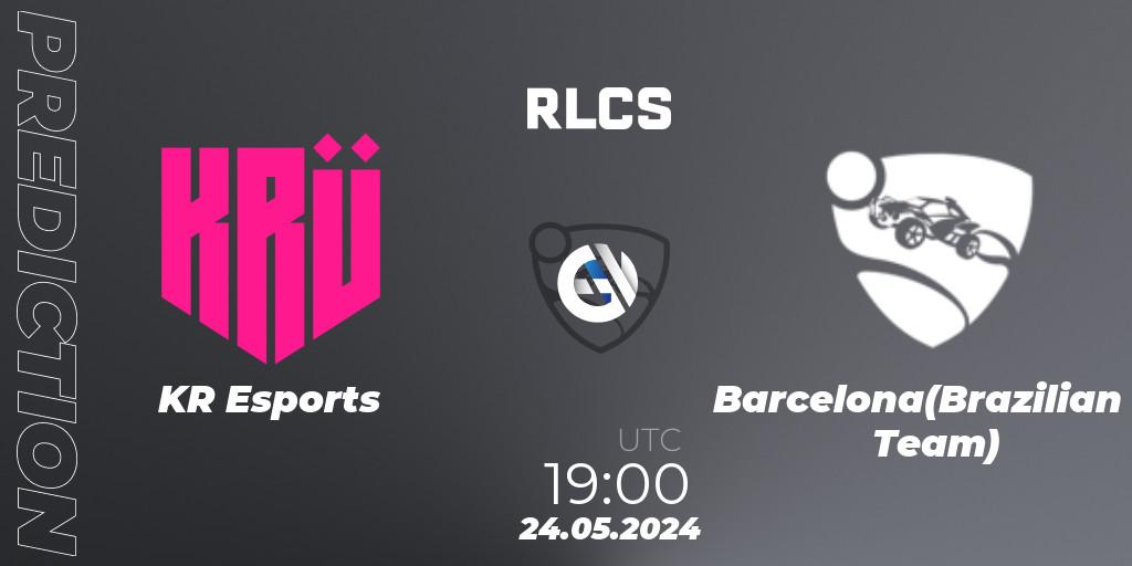 Prognose für das Spiel KRÜ Esports VS Barcelona(Brazilian Team). 24.05.2024 at 19:00. Rocket League - RLCS 2024 - Major 2: SAM Open Qualifier 6