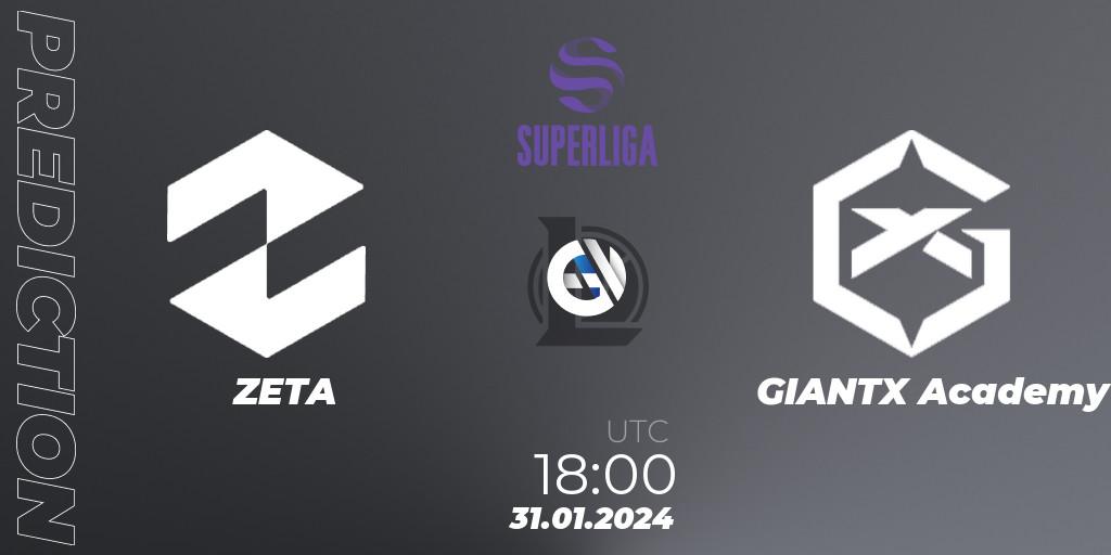 Prognose für das Spiel ZETA VS GIANTX Academy. 31.01.2024 at 18:00. LoL - Superliga Spring 2024 - Group Stage