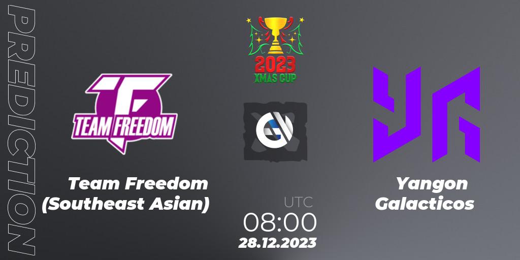 Prognose für das Spiel Team Freedom (Southeast Asian) VS Yangon Galacticos. 28.12.2023 at 08:05. Dota 2 - Xmas Cup 2023
