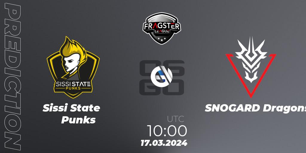 Prognose für das Spiel Sissi State Punks VS SNOGARD Dragons. 17.03.24. CS2 (CS:GO) - Fragster League Season 5