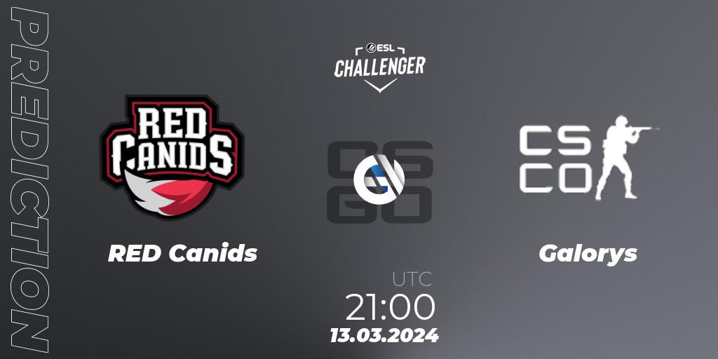 Prognose für das Spiel RED Canids VS Galorys. 13.03.24. CS2 (CS:GO) - ESL Challenger #57: South American Open Qualifier