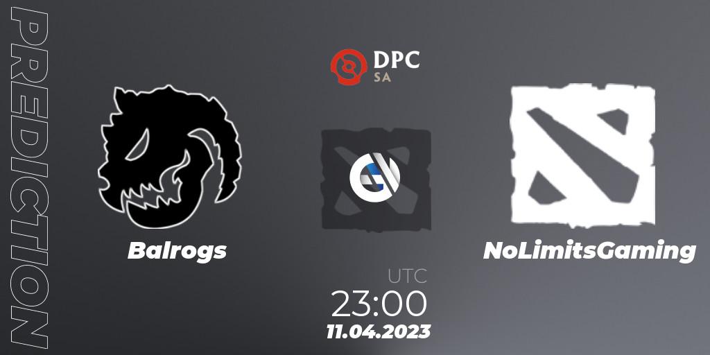 Prognose für das Spiel Balrogs VS NoLimitsGaming. 12.04.23. Dota 2 - DPC 2023 Tour 2: SA Division II (Lower)