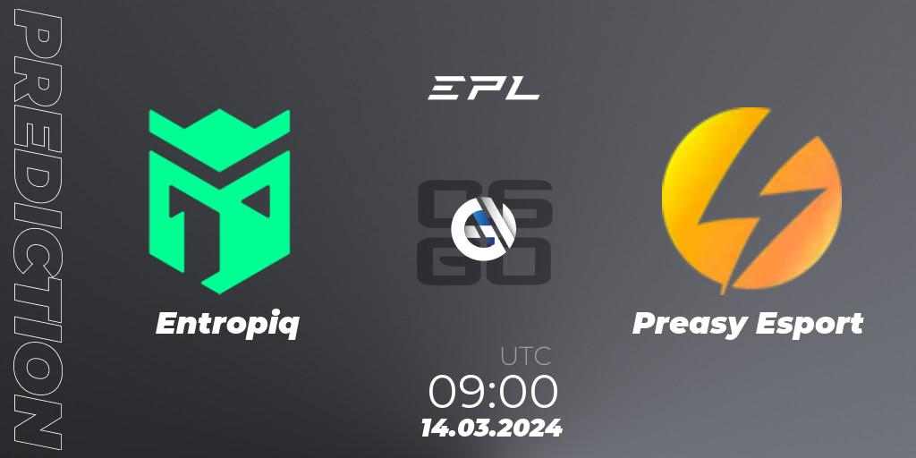 Prognose für das Spiel Entropiq VS Preasy Esport. 14.03.24. CS2 (CS:GO) - European Pro League Season 14