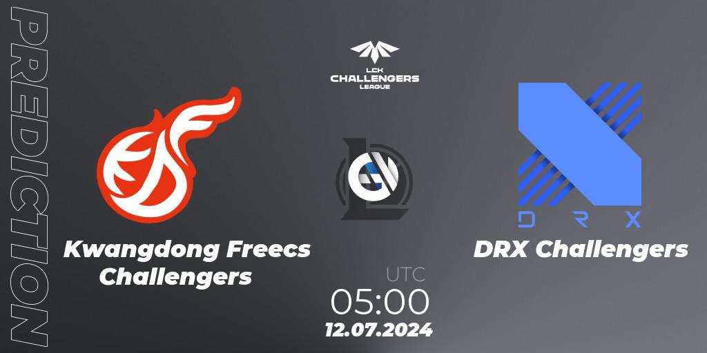 Prognose für das Spiel Kwangdong Freecs Challengers VS DRX Challengers. 12.07.2024 at 05:00. LoL - LCK Challengers League 2024 Summer - Group Stage