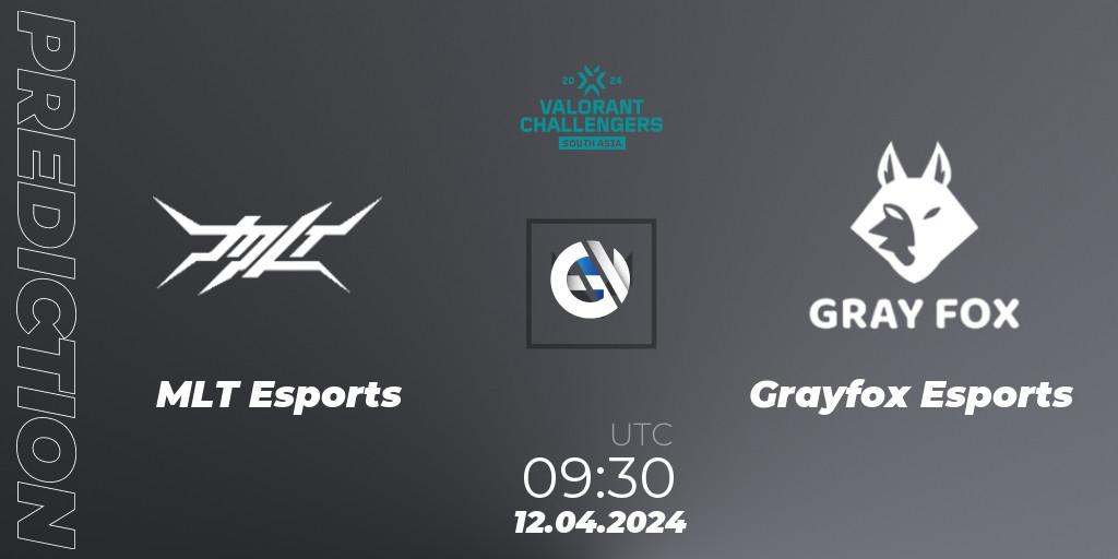 Prognose für das Spiel MLT Esports VS Grayfox Esports. 12.04.2024 at 09:30. VALORANT - VALORANT Challengers 2024 South Asia: Split 1 - Cup 2