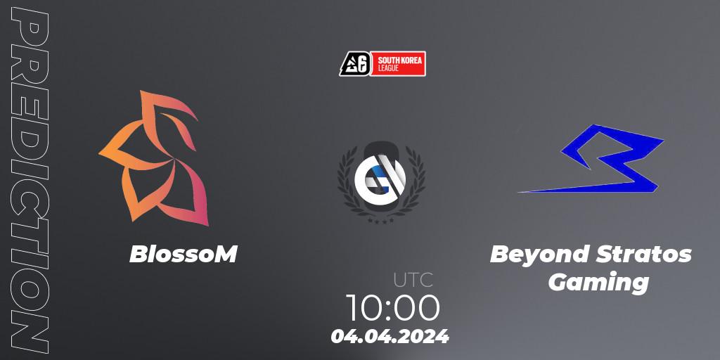 Prognose für das Spiel BlossoM VS Beyond Stratos Gaming. 05.04.2024 at 10:00. Rainbow Six - South Korea League 2024 - Stage 1
