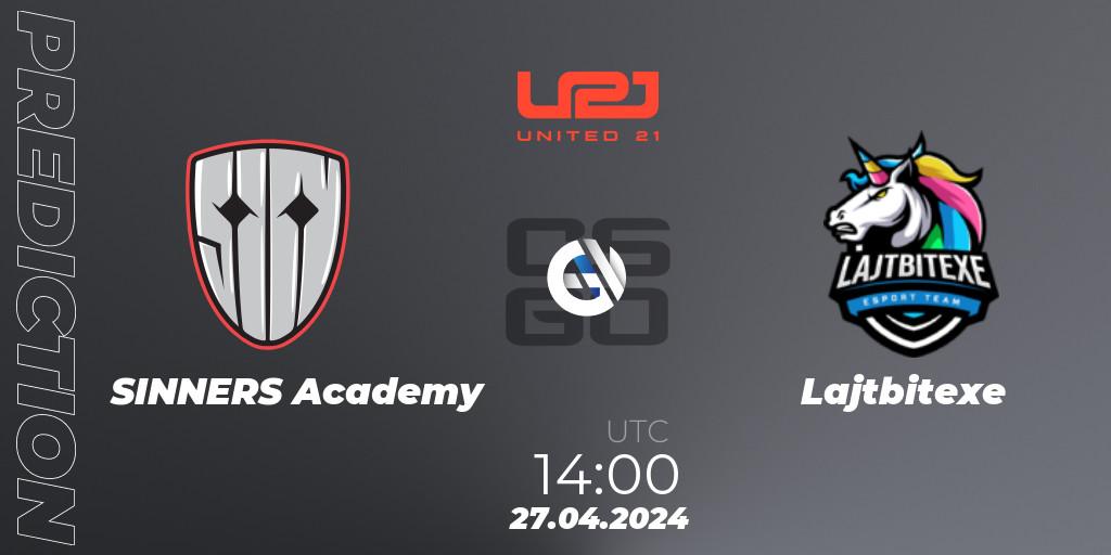 Prognose für das Spiel SINNERS Academy VS Lajtbitexe. 27.04.24. CS2 (CS:GO) - United21 Season 13: Division 2