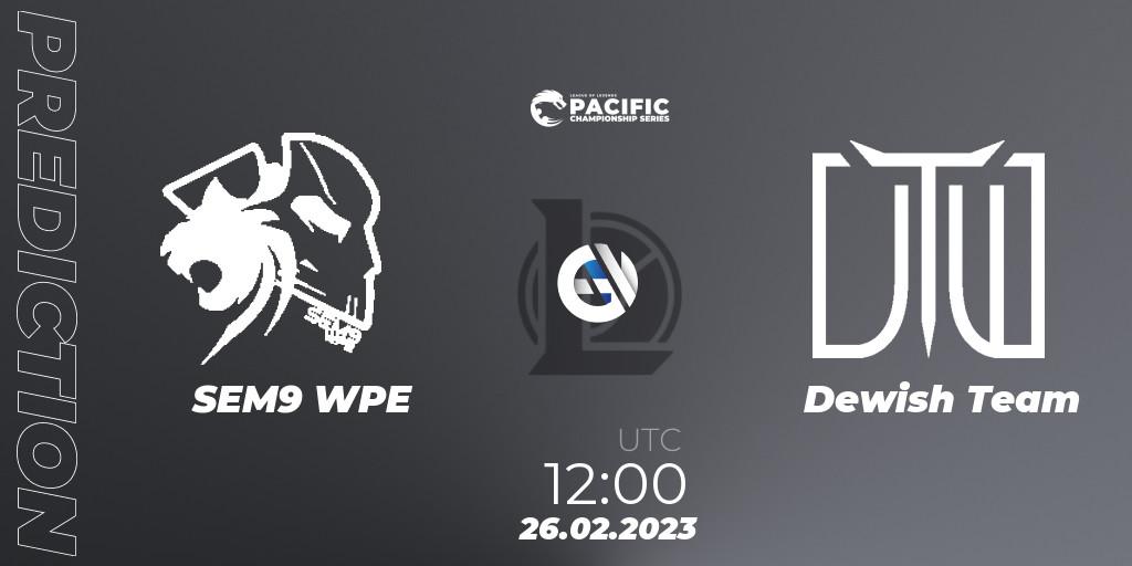 Prognose für das Spiel SEM9 WPE VS Dewish Team. 26.02.2023 at 12:30. LoL - PCS Spring 2023 - Group Stage