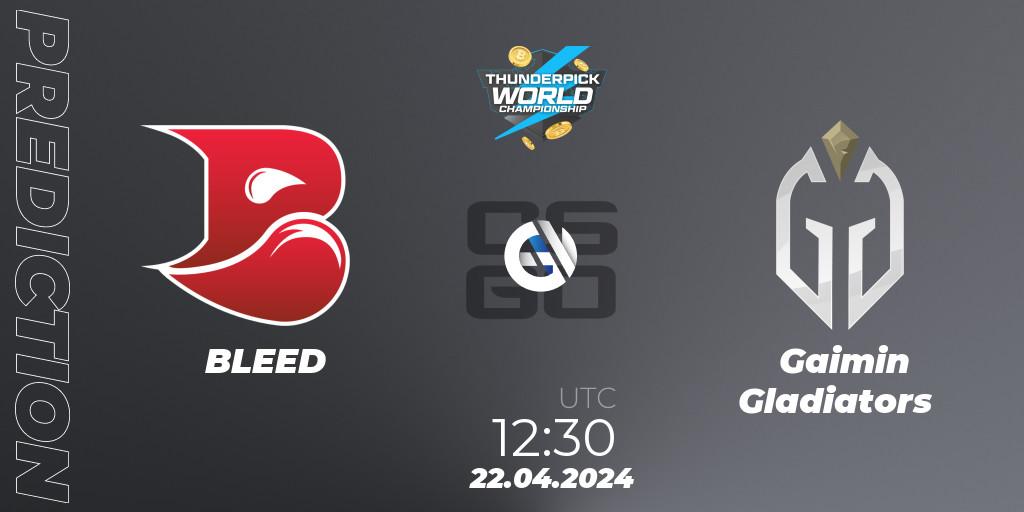 Prognose für das Spiel BLEED VS Gaimin Gladiators. 22.04.24. CS2 (CS:GO) - Thunderpick World Championship 2024: European Series #1