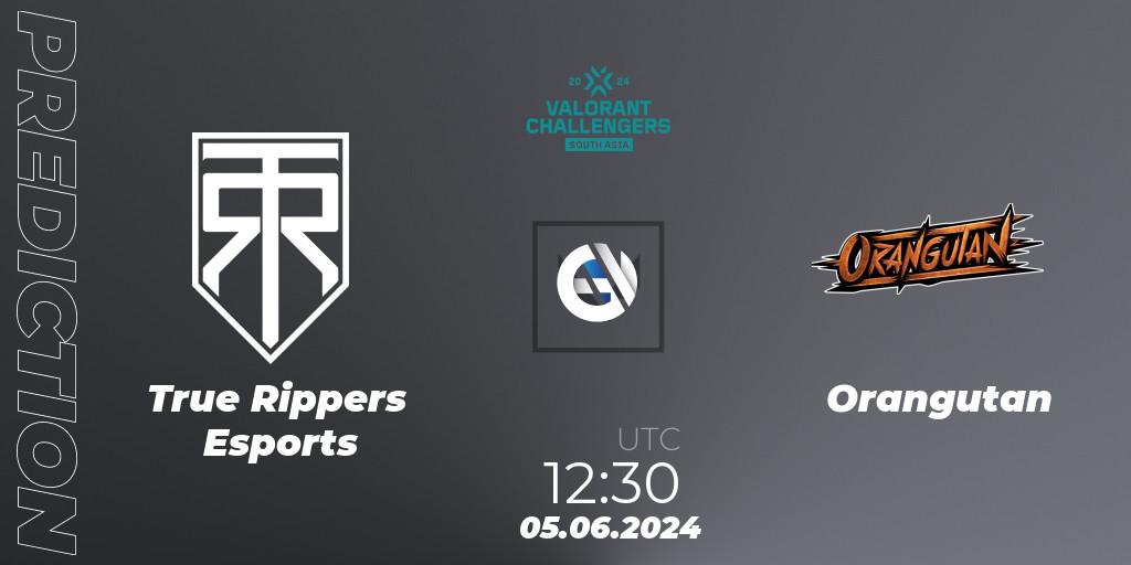Prognose für das Spiel True Rippers Esports VS Orangutan. 05.06.2024 at 12:30. VALORANT - VALORANT Challengers 2024: South Asia - Split 2
