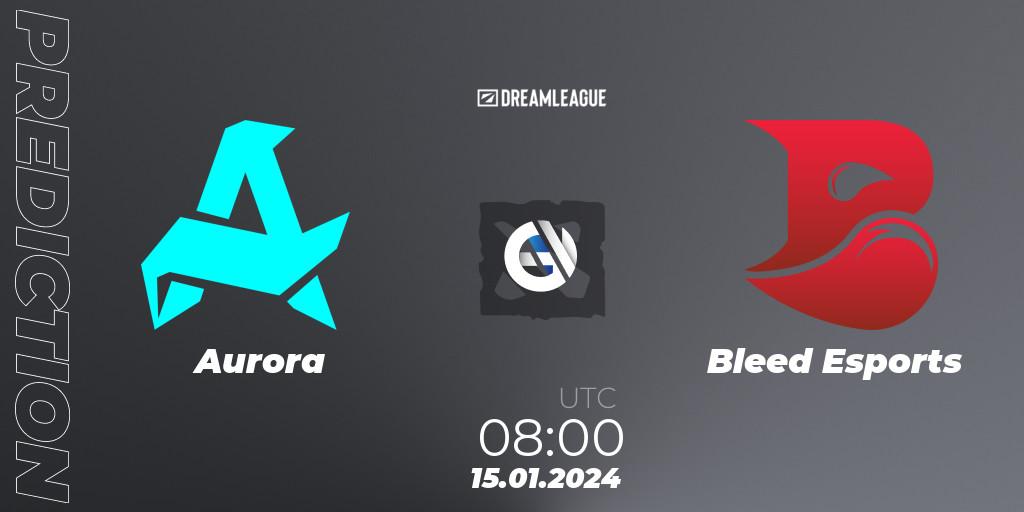 Prognose für das Spiel Aurora VS Bleed Esports. 15.01.2024 at 08:01. Dota 2 - DreamLeague Season 22: Southeast Asia Closed Qualifier