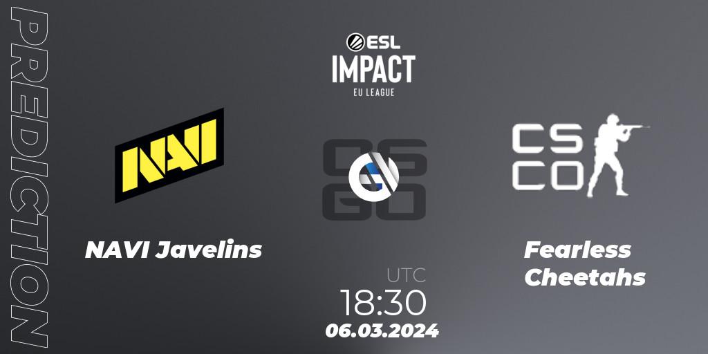 Prognose für das Spiel NAVI Javelins VS Fearless Cheetahs. 06.03.24. CS2 (CS:GO) - ESL Impact League Season 5: Europe