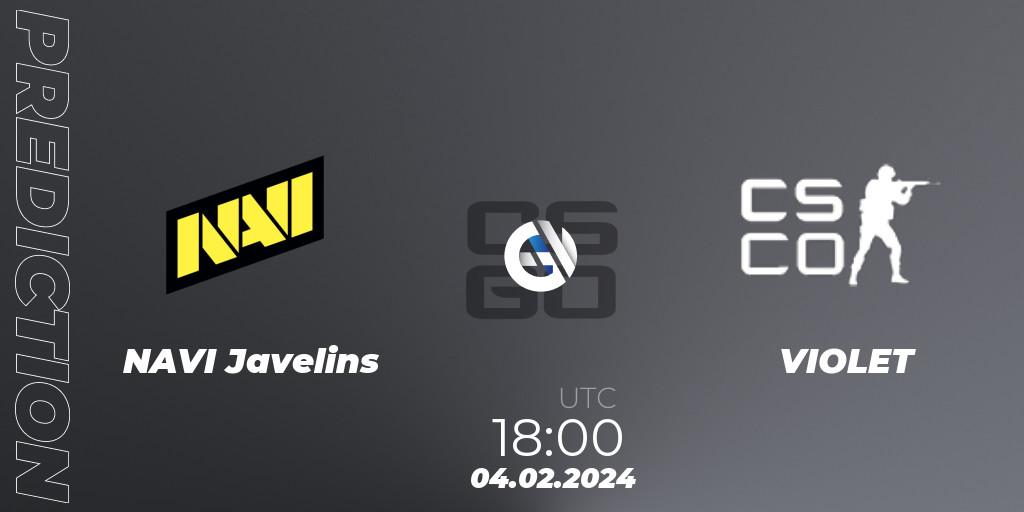 Prognose für das Spiel NAVI Javelins VS VIOLET. 04.02.24. CS2 (CS:GO) - ESL Impact Winter 2024 Cash Cup 3 Europe