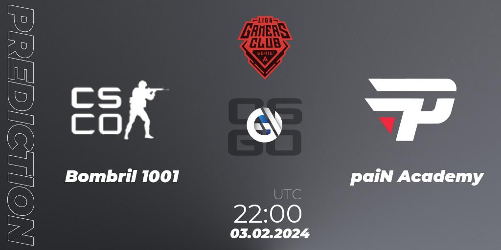 Prognose für das Spiel Bombril 1001 VS paiN Academy. 03.02.2024 at 22:00. Counter-Strike (CS2) - Gamers Club Liga Série A: January 2024
