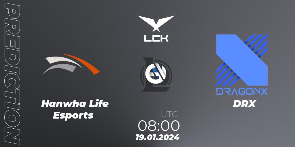 Prognose für das Spiel Hanwha Life Esports VS DRX. 19.01.24. LoL - LCK Spring 2024 - Group Stage