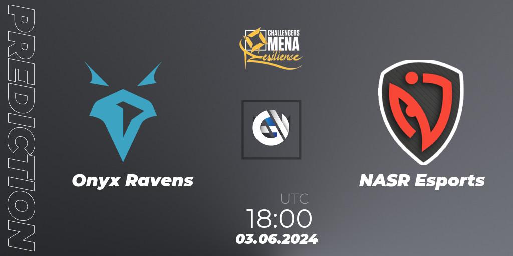 Prognose für das Spiel Onyx Ravens VS NASR Esports. 03.06.2024 at 18:00. VALORANT - VALORANT Challengers 2024 MENA: Resilience Split 2 - Levant and North Africa