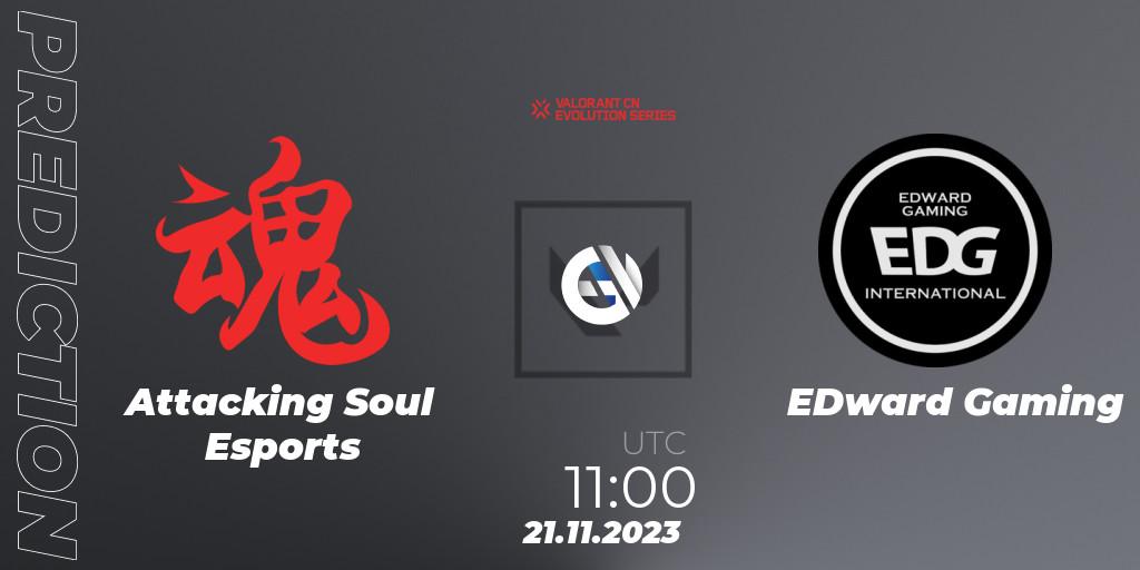 Prognose für das Spiel Attacking Soul Esports VS EDward Gaming. 21.11.23. VALORANT - VALORANT China Evolution Series Act 3: Heritability
