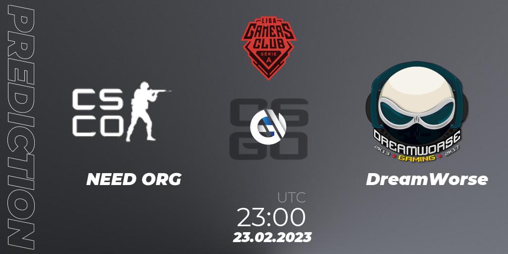 Prognose für das Spiel NEED ORG VS DreamWorse. 23.02.23. CS2 (CS:GO) - Gamers Club Liga Série A: February 2023