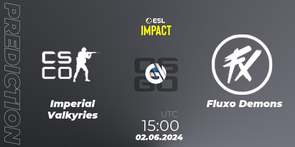Prognose für das Spiel Imperial Valkyries VS Fluxo Demons. 02.06.2024 at 15:00. Counter-Strike (CS2) - ESL Impact League Season 5 Finals